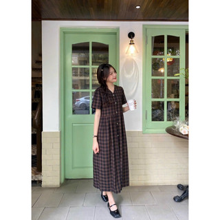 váy babydol kẻ dáng dài