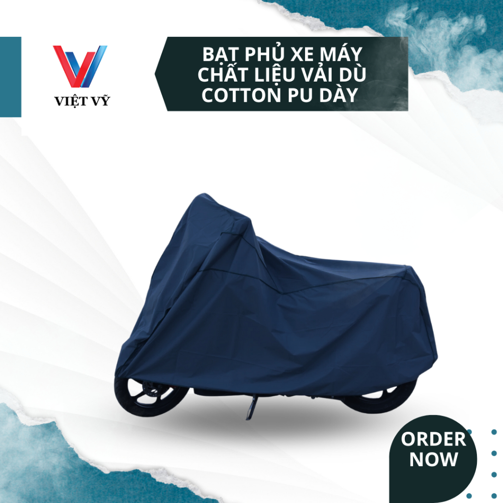 BẠT PHỦ XE MÁY Full-Size, chất liệu vải dù siêu DÀY cotton phủ PU, chống nắng tốt, bụi bặm, dẻo dai, bảo vệ xe máy