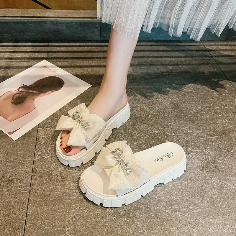 Dép lê quai 🔥ĐÍNH NƠ🔥 thời trang độn đế sang chảnh MSP2089NO