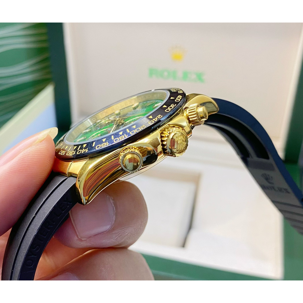 Đồng hồ Nam Rl 6kim day date mặt xanh lá vàng gold máy nhật dòng Automatic size 40mm dây cao su