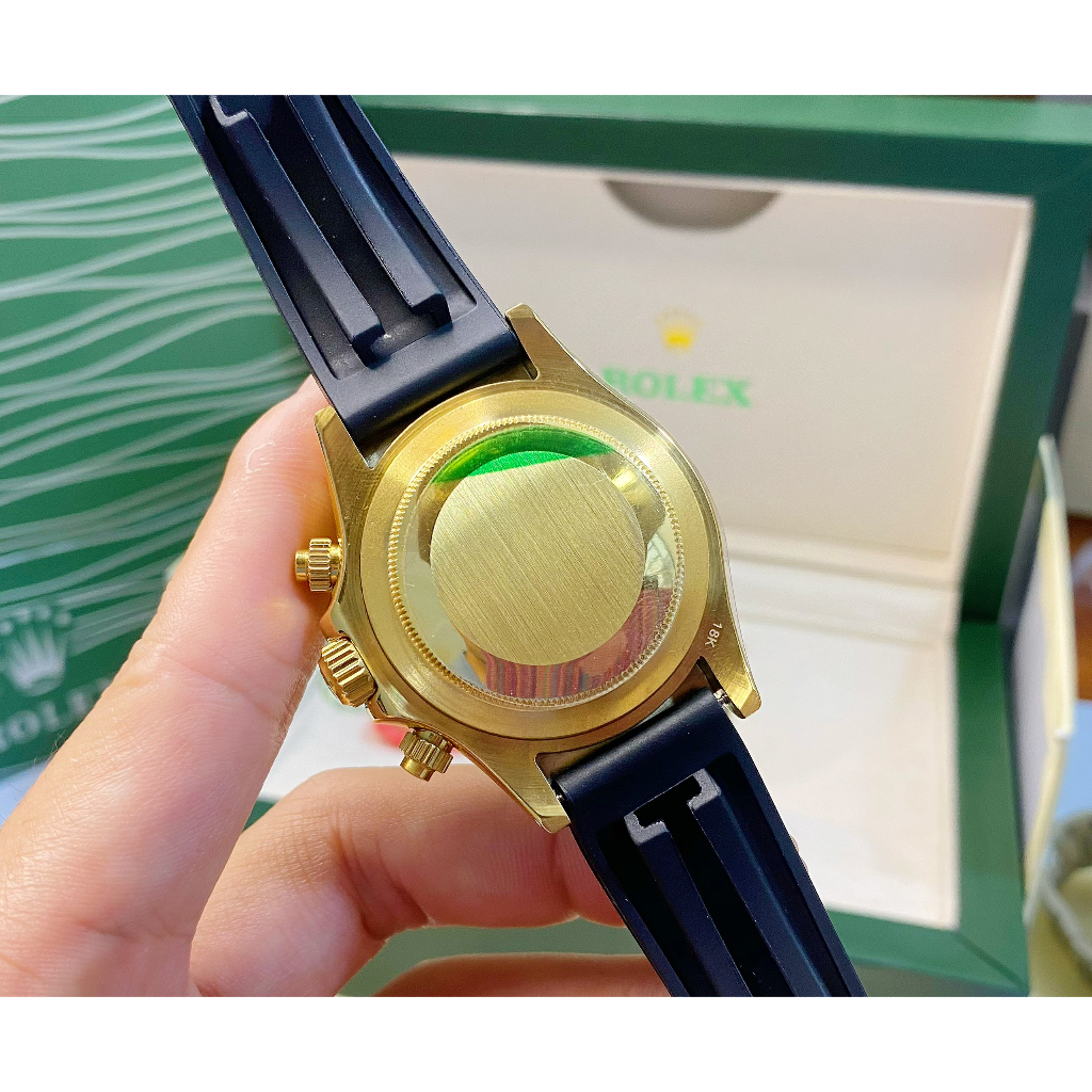 Đồng hồ Nam Rl 6kim day date mặt xanh lá vàng gold máy nhật dòng Automatic size 40mm dây cao su