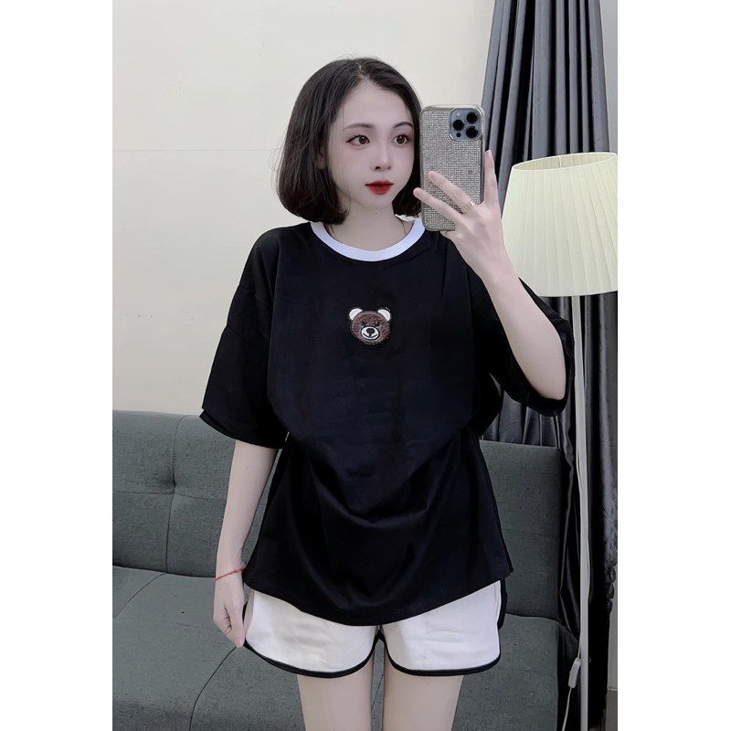 [ Rẻ vô địch ] Set bộ đùi chất cotton khô 3158 - Gấu thêu