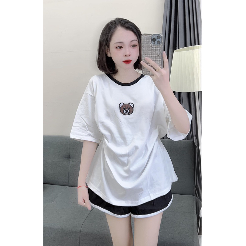 [ Rẻ vô địch ] Set bộ đùi chất cotton khô 3158 - Gấu thêu