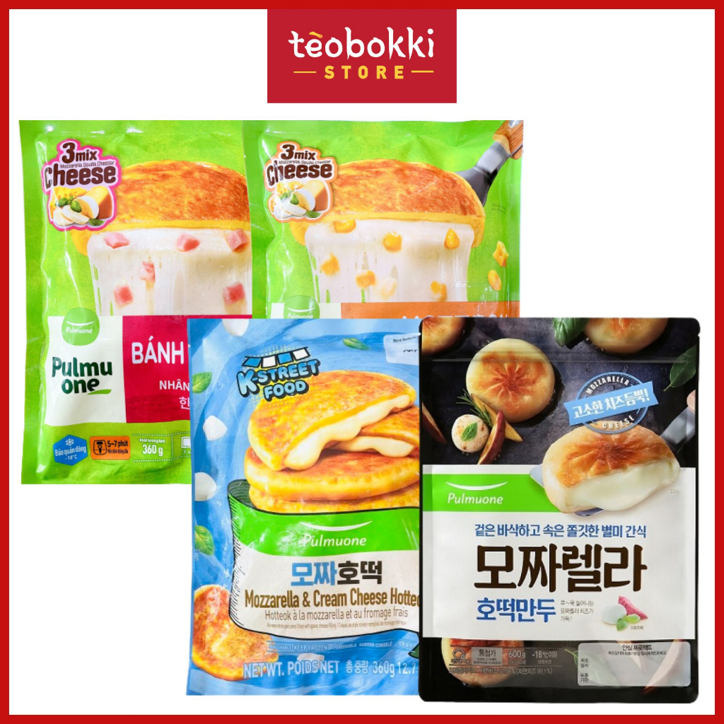 Phô mai viên cheese ball, bánh xếp hotteok nhân phô mai mozzarella Pulmuone 360g, 600g
