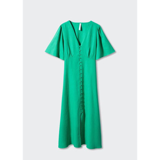 Đầm linen nhà Xoài màu xanh lá