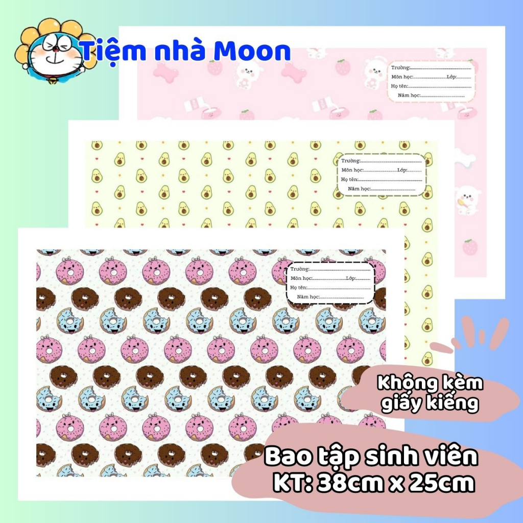 🫶🏻Combo 10 tờ🫶🏻 Giấy bao tập sinh viên/ tập B5 KHÔNG KÈM GIẤY KIẾNG - MẪU 1 - BÌA BAO TẬP CUTE