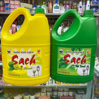 Nước rửa chén Net Sạch Vitamin E hương Chanh/Trà Xanh can 3,8kg