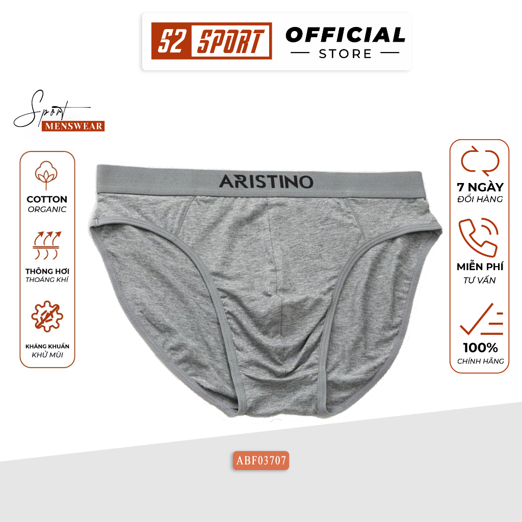 Quần lót nam S2 SPORT ABF03707 cotton mềm mịn sịp tam giác cạp cao logo in nổi phối viền co giãn 4 chiều khử khuẩn