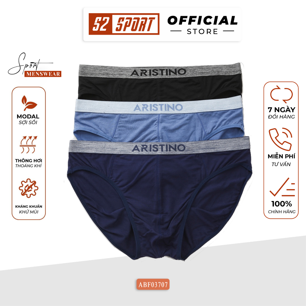 Quần lót nam ARISTINO ABF1616 sịp tam giác sợi sồi mềm mịn logo dệt nổi cao cấp co giãn 4 chiều thấm hút kháng khuẩn tốt