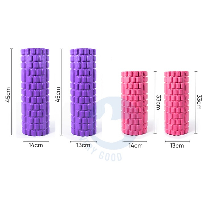 Con lăn Yoga Massage Foarm Roller, ống trụ lăn xốp thể thao giãn cơ có gai dẹt, gai răng roam rollet cao cấp