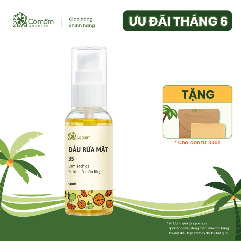 Dầu Tẩy Trang Rửa Mặt 3S Thiên Nhiên An Toàn Giúp Sạch Sâu Se Khít Lỗ Chân Lông Cỏ Mềm 50ml