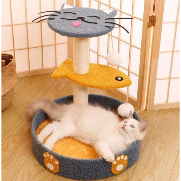 Cattree nhà cây trụ cào móng dành cho mèo, khung leo cho mèo hình dáng siêu đáng yêu, đa năng, tiện ích