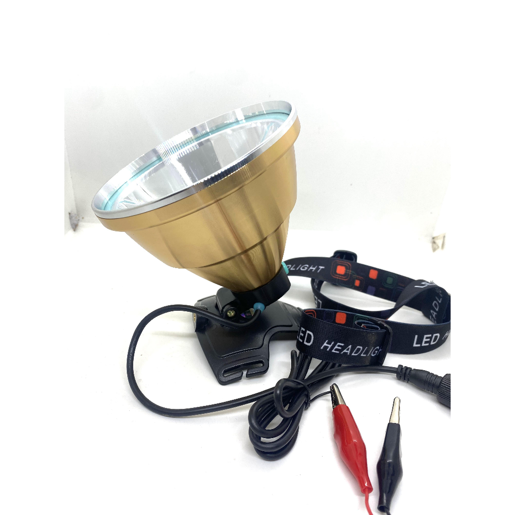Đèn pin đội đầu kẹp bình ác quy 12V mã 1208S chip led P90 9 nhân chóa 12.5cm