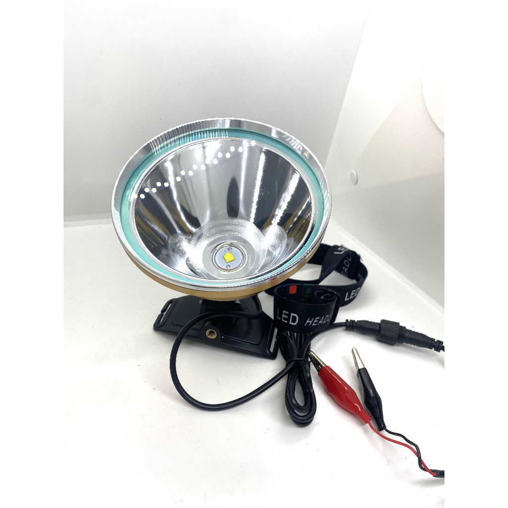 Đèn pin đội đầu kẹp bình ác quy 12V mã 1208S chip led P90 9 nhân chóa 12.5cm