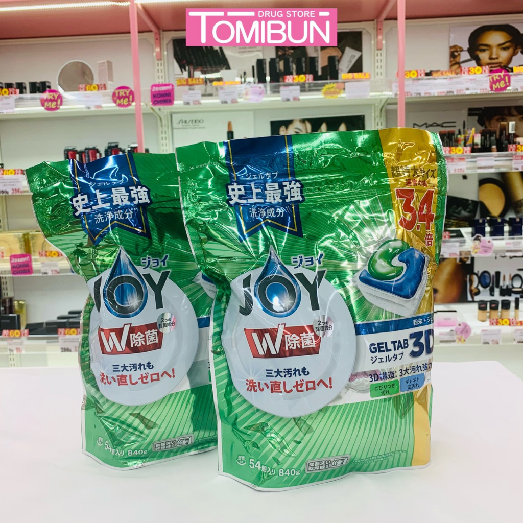 Viên rửa chén Joy Gel tab 3D loại 54 viên, viên rửa cho máy rửa bát - hàng nội địa Nhật - Tomibun