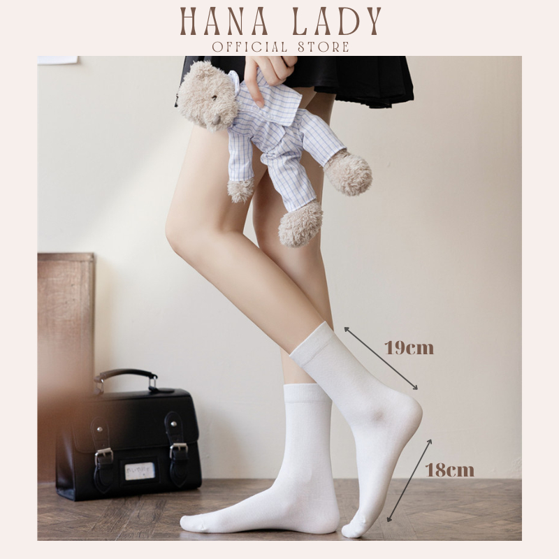 Tất trơn cổ cao unisex cotton thông hơi thấm hút mỏng nhẹ phong cách Hàn Quốc HanaLadyStore T029