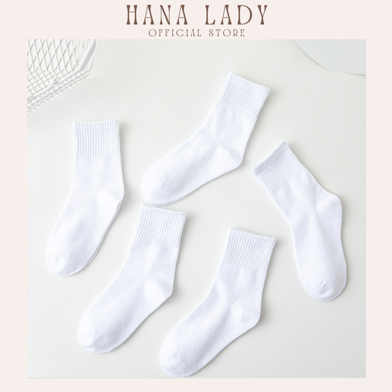 Tất trơn cổ cao unisex cotton thông hơi thấm hút mỏng nhẹ phong cách Hàn Quốc HanaLadyStore T029