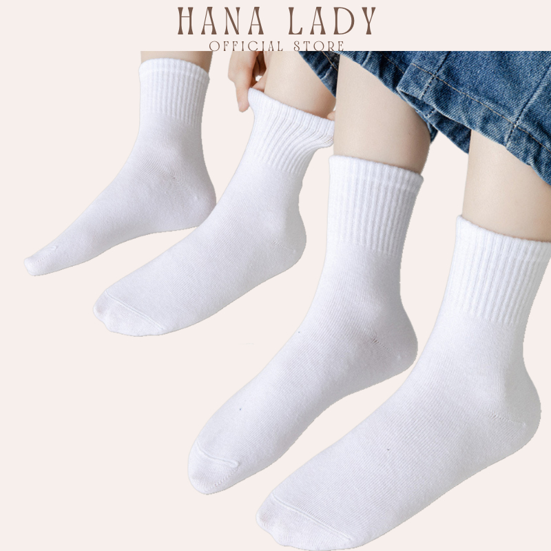 Tất trơn cổ cao unisex cotton thông hơi thấm hút mỏng nhẹ phong cách Hàn Quốc HanaLadyStore T029