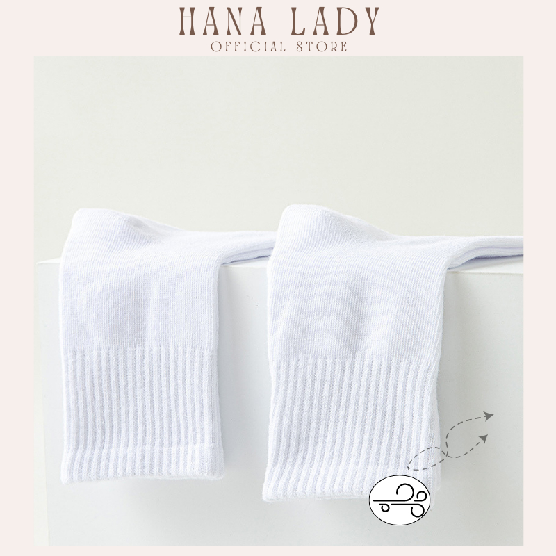 Tất trơn cổ cao unisex cotton thông hơi thấm hút mỏng nhẹ phong cách Hàn Quốc HanaLadyStore T029