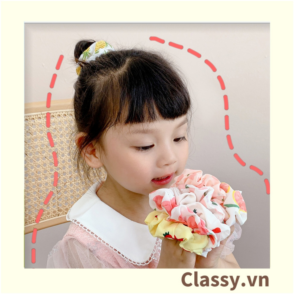 Scrunchies buộc tóc  nhiều họa tiết; họa tiết trái cây nữ Classy tính thanh lịch PK707-PK708