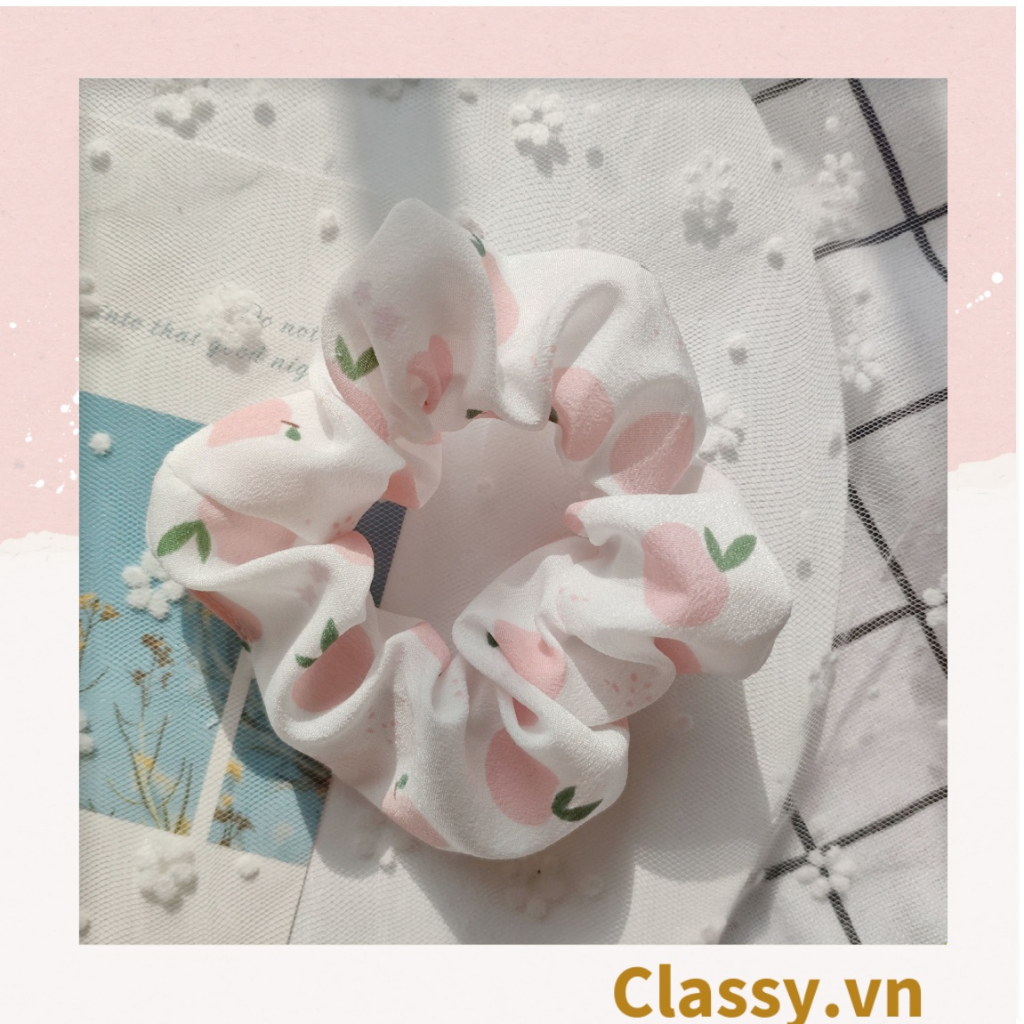 Scrunchies buộc tóc  nhiều họa tiết; họa tiết trái cây nữ Classy tính thanh lịch PK707-PK708