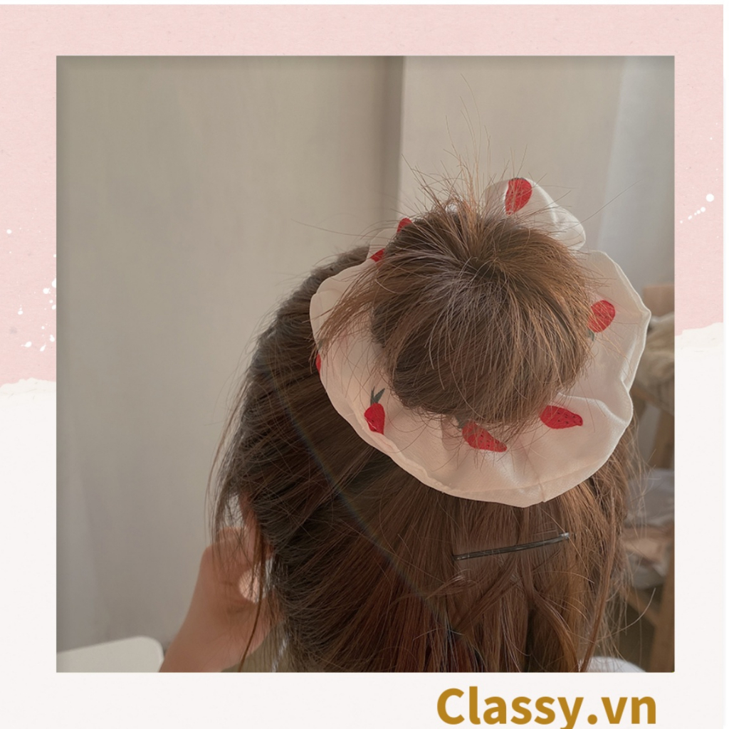 Scrunchies buộc tóc  nhiều họa tiết; họa tiết trái cây nữ Classy tính thanh lịch PK707-PK708