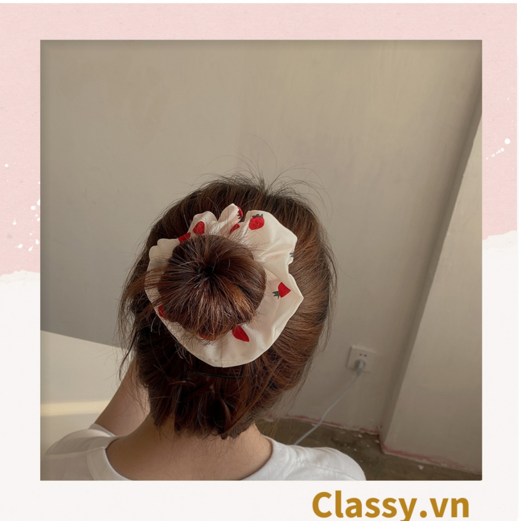 Scrunchies buộc tóc  nhiều họa tiết; họa tiết trái cây nữ Classy tính thanh lịch PK707-PK708
