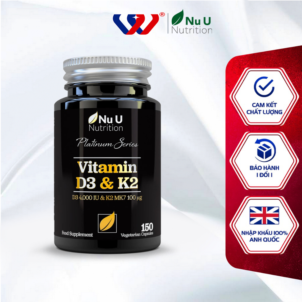 Viên uống Vitamin D3 K2 Nu U Nutrition (150 viên)- Hỗ trợ xư.ơng khớ.p chắc khỏe
