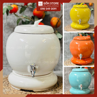 Bình đựng nước gốm bát tràng, bình sứ đựng nước dung tích 5l kèm vòi rót - gốm store