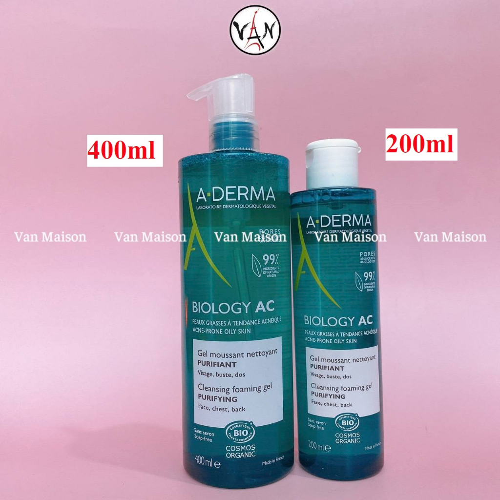 Sữa rửa mặt aderma gel moussant da dầu nhờn mụn nhạy cảm 100ml 200ml 400ml mẫu mới