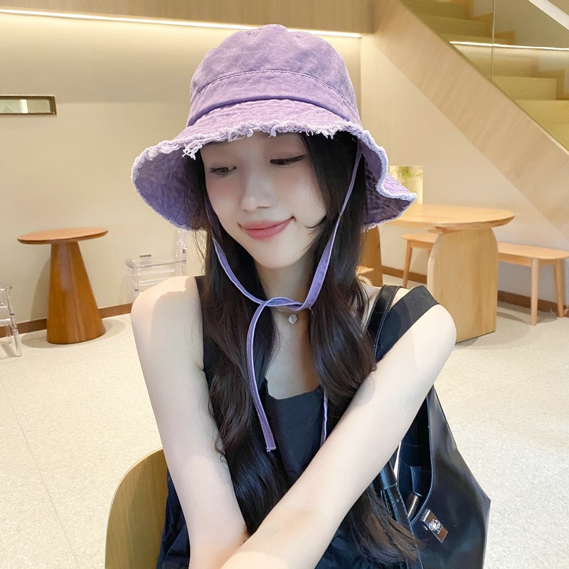 MŨ NÓN BUCKET TRƠN VIỀN TUA RUA DÂY CỘT NƠ XINH XẮN