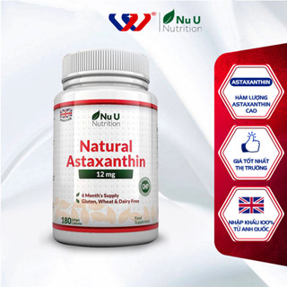 Viên uống hỗ trợ làm đẹp da Natural Astaxanthin 12mg 180 viên - Nu U Nutrition