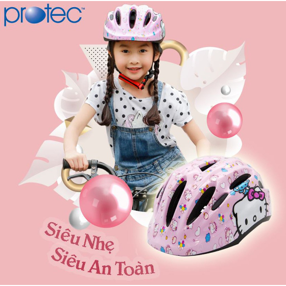 Mũ Bảo Hiểm Xe Đạp Trẻ Em Bé Gái Protec SMILE, Nhiều Mẫu Và Màu Sắc Để Lựa Chọn, Có Đền Hậu An Toàn