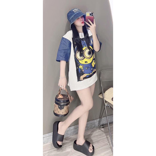 ( SẴN HCM ) ÁO THUN S/C MINION TAY PHỐI JEAN