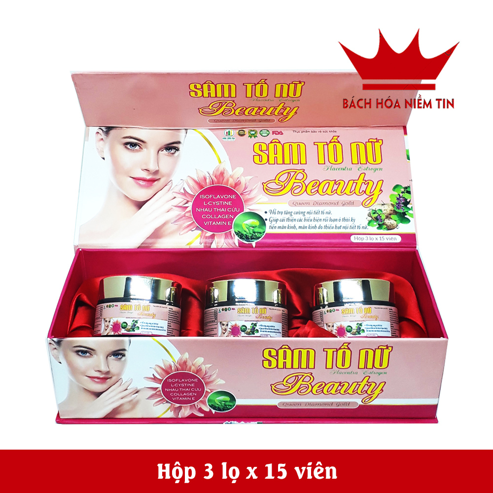 Viên uống đẹp da SÂM TỐ NỮ Beauty - thành phần mầm đậu nành, collagen, nhau thai cừu, L Cystine giúp tăng nội tiết