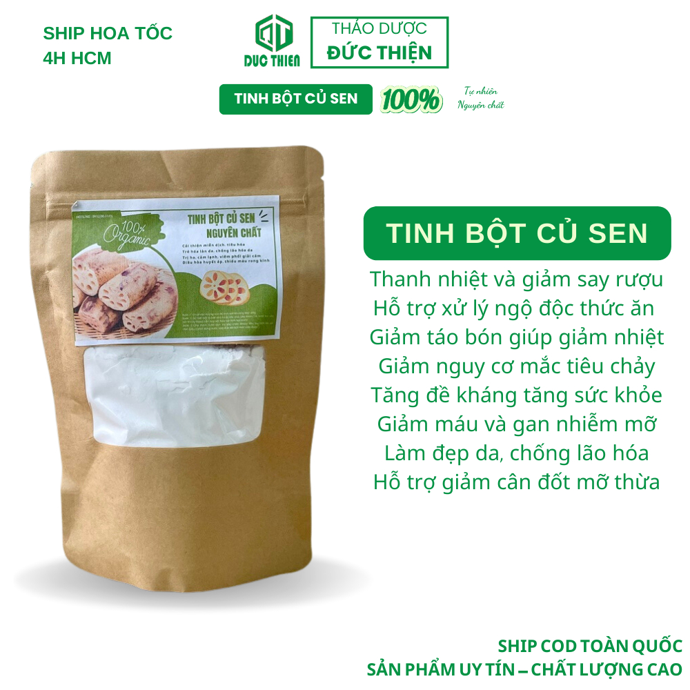 100g, 200g Tinh Bột Củ Sen Siêu Nguyên Chất Đức Thiện - Giúp Trẻ Hóa Làn Da, Giảm Ho Cảm Lạnh , Hỗ Trợ Giảm Cân