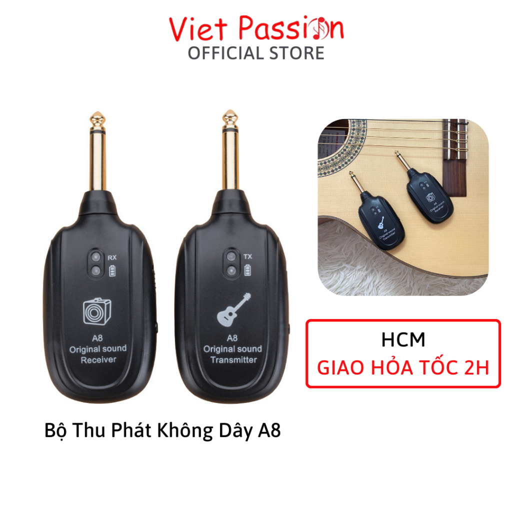 Bộ thu phát âm thanh Không dây A8 thay thế dây line dùng cho đàn Guitar bass chất lượng Viet Passion HCM
