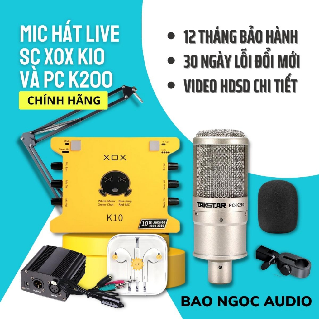 Mic Livestream | Micro thu âm Sound Card XOX K10 2020 & Mic TAKSTAR PC K200 Hát Livestream Chuyên Nghiệp, Giá Rẻ
