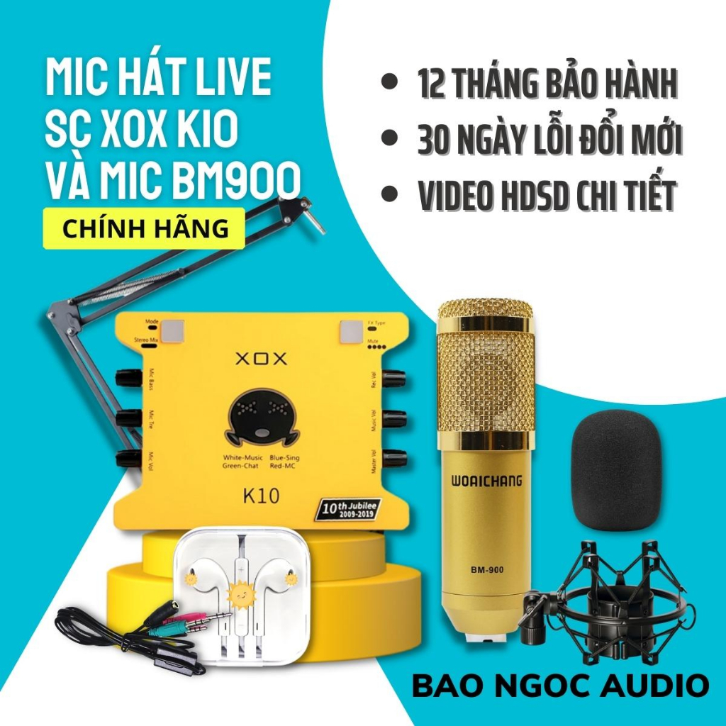Mic Livestream | Micro thu âm Sound Card XOX K10 2020 & Mic BM900 Hát Livestream Chuyên Nghiệp, Giá Rẻ