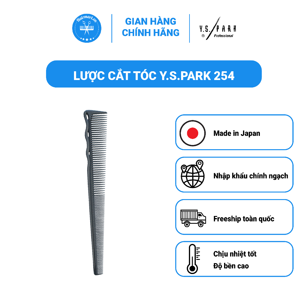 Lược cắt tóc nam YS-254 chuyên nghiệp YS PARK chịu nhiệt cao cấp hàng chính hãng - Hair Mart