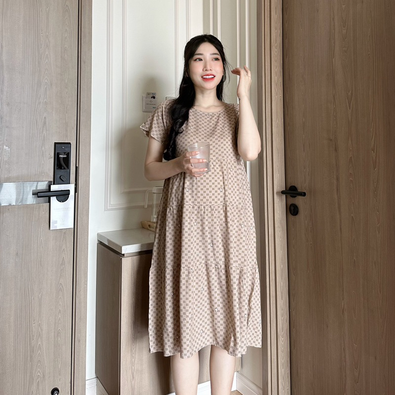 Đầm tôn 2 da thái bầu và sau sinh mặc nhà babydoll nhẹ mát -  Evermom