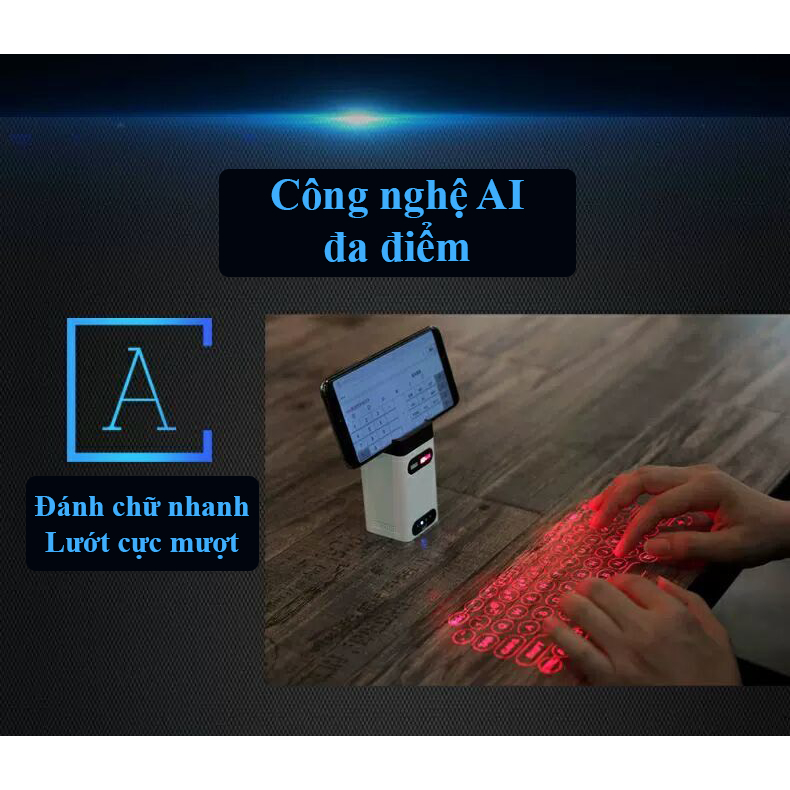 Bàn Phím Laser Ảo Kiêm Sạc Dự Phòng Đế Điện Thoại BPLA0 Tiện Lợi Cho Người Hay Làm Việc Bên Ngoài Văn Phòng
