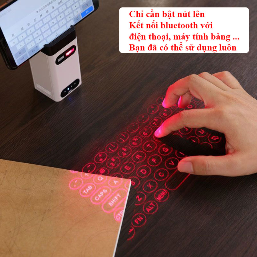Bàn Phím Laser Ảo Kiêm Sạc Dự Phòng Đế Điện Thoại BPLA0 Tiện Lợi Cho Người Hay Làm Việc Bên Ngoài Văn Phòng
