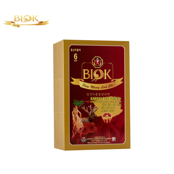 Nước uống Sâm Nhung Linh Chi BIOK_ Sâm Nhung Bổ Thận hộp 5 gói 70ml