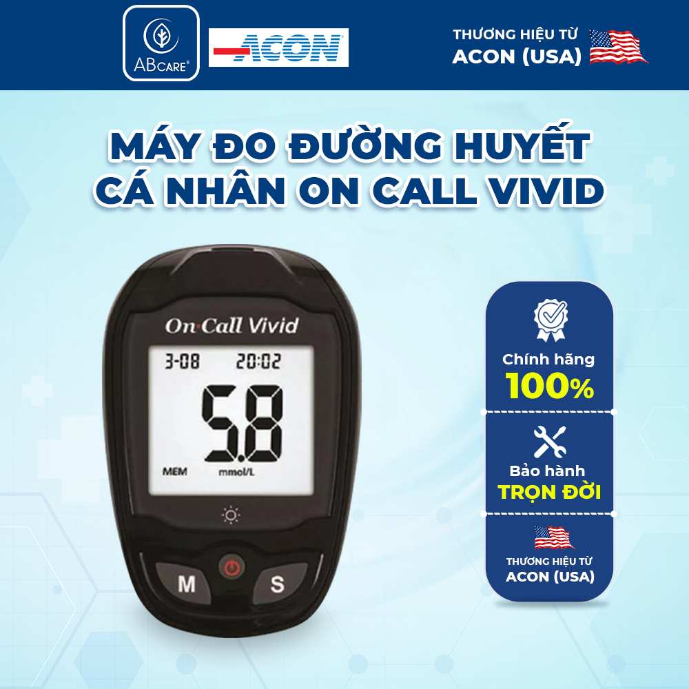 Máy Đo Đường Huyết cá nhân On Call Vivid chính hãng kèm 25 que