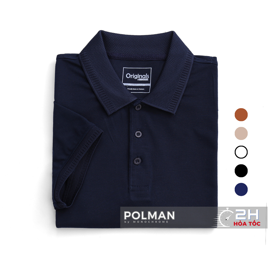 Áo polo nam POLMAN cổ dệt lưới Fred cotton CVC mắt chim cao cấp cổ bẻ tay ngắn chuẩn form công sở OG6B MONOCHROME