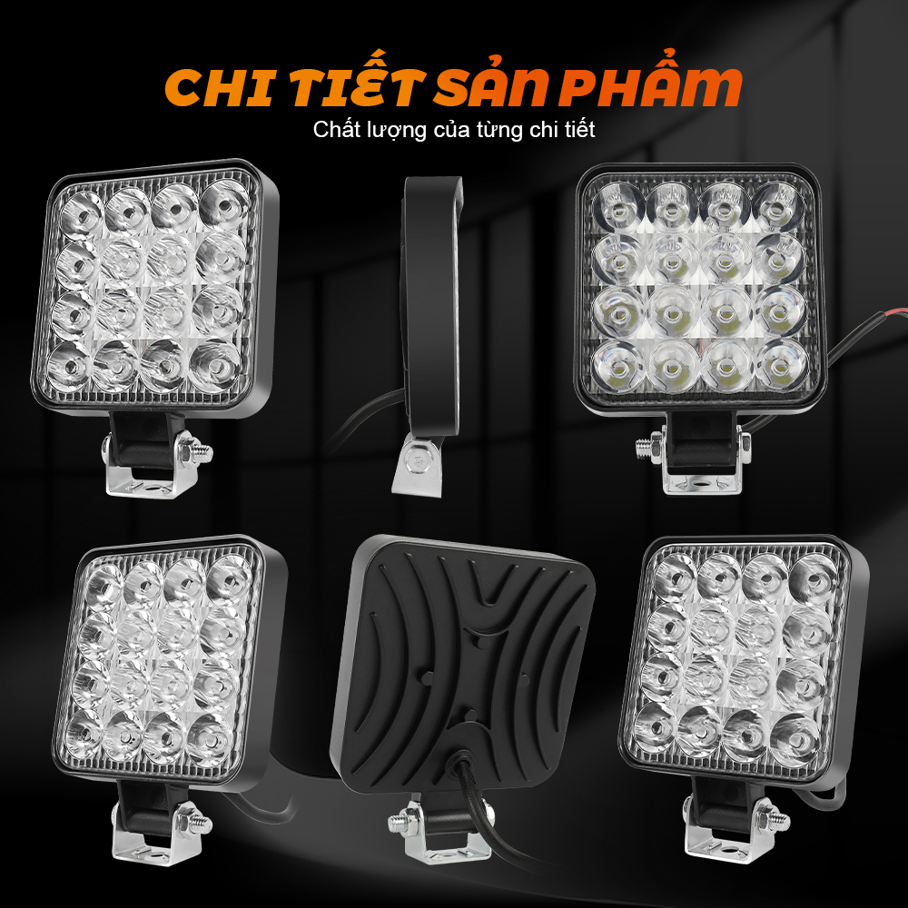 Đèn Led Vuông 48w 12v 24v Hỗ Trợ Chiếu Sáng Dành Cho Ô Tô / Xe Tải 1 cái