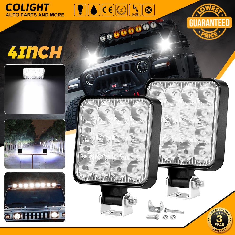 Đèn pha LED 48w 12v 24v hình vuông 3 inch chuyên dụng cho xe tải