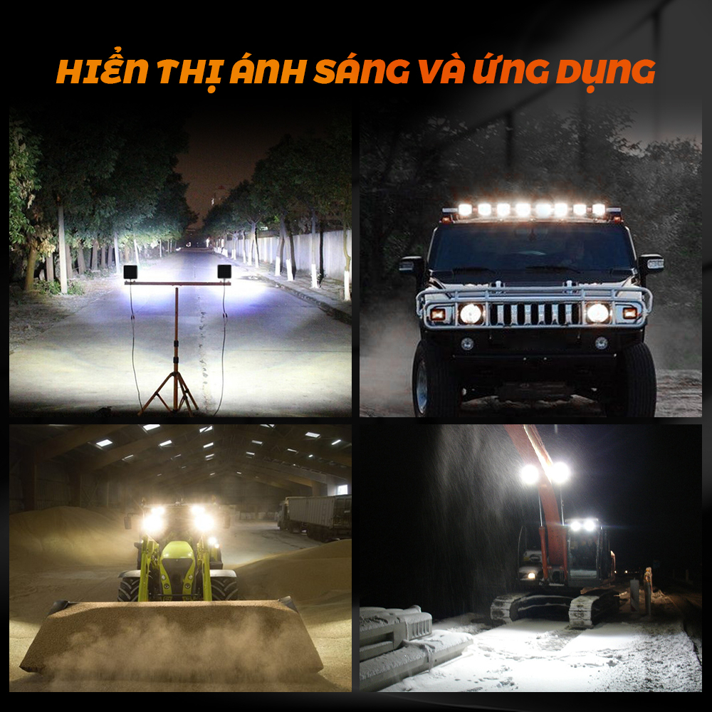 Đèn Led Trợ sáng xe tải 12v-24v 6000k kèm giá đỡ 4inch tiện dụng siêu sáng