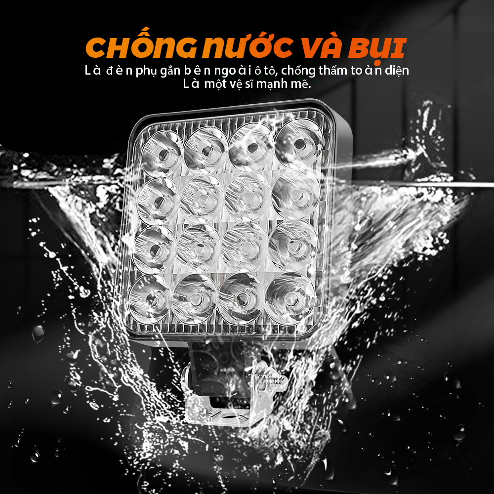 48W Đèn LED Thanh Worklight Mini 16SMD Vuông Tròn Đèn Làm Việc 12V Ánh Sáng Tự Động đèn Sương Mù Tắt Đường Cho Đèn Trợ